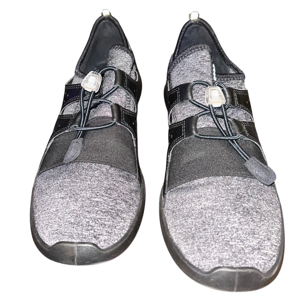 ECCO Women's Gray Black Slip On Sneakers with Quick Lace System Comfort Size 39